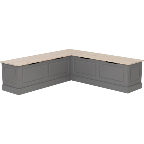 Tobin Backless Dining Nook in Grey & Maple Finish Wood