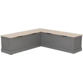 Tobin Backless Dining Nook in Grey & Maple Finish Wood