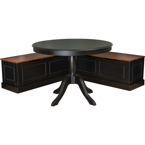 Tobin 2 Piece Dining Nook Set Black & Walnut Brown Finish Wood