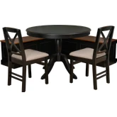 Tobin 4 Piece Dining Nook Set in Black, Walnut Brown Wood & Beige Fabric
