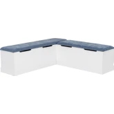 Nova Backless Dining Nook in White Wood & Blue Fabric