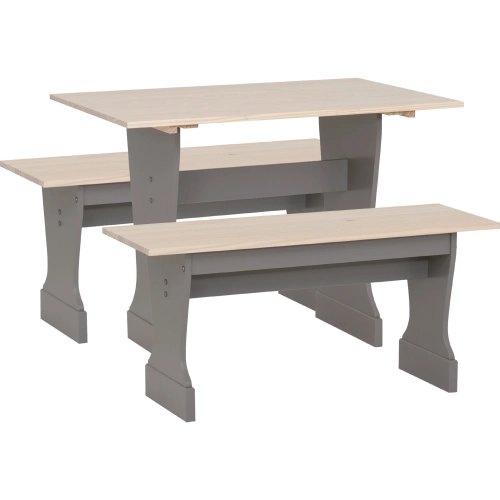 Tobin 3 Piece Dining Nook Set Grey & Natural Maple Wood