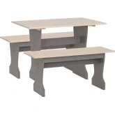Tobin 3 Piece Dining Nook Set Grey & Natural Maple Wood