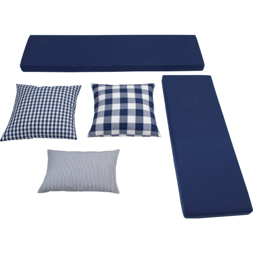 Tobin 5 Piece Nook Cushion Set in Navy Blue Fabric