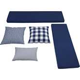 Tobin 5 Piece Nook Cushion Set in Navy Blue Fabric