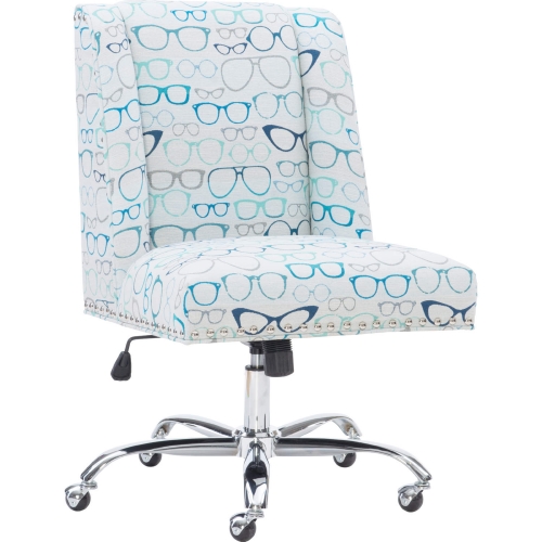 Draper Office Chair in Glasses Print Fabric & Chrome