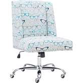 Draper Office Chair in Glasses Print Fabric & Chrome