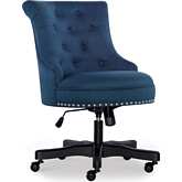 Sinclair Office Chair in Azure Blue Fabric & Black Finish