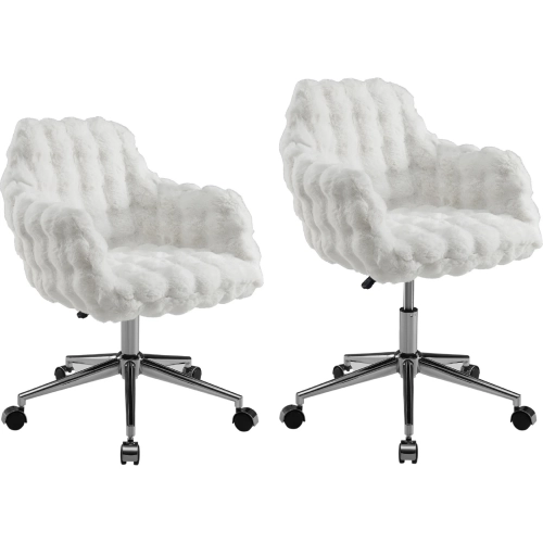 Fiona Office Chair in White Cloud Bubble Faux Fur & Chrome