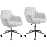 Fiona Office Chair in White Cloud Bubble Faux Fur & Chrome