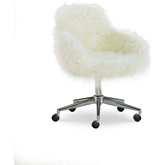 Fiona Office Chair in Off White Faux Fur