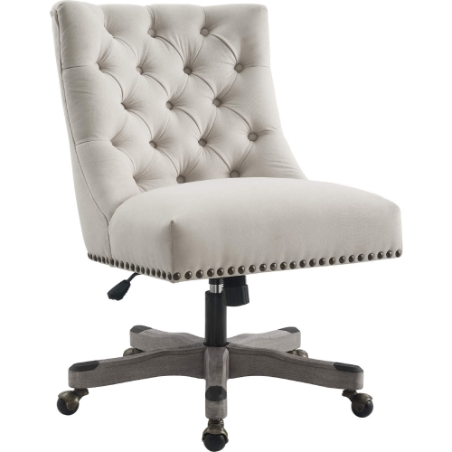 Della Office Chair in Tufted Shell Natural Fabric & Grey Wash Wood