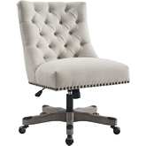 Della Office Chair in Tufted Shell Natural Fabric & Grey Wash Wood