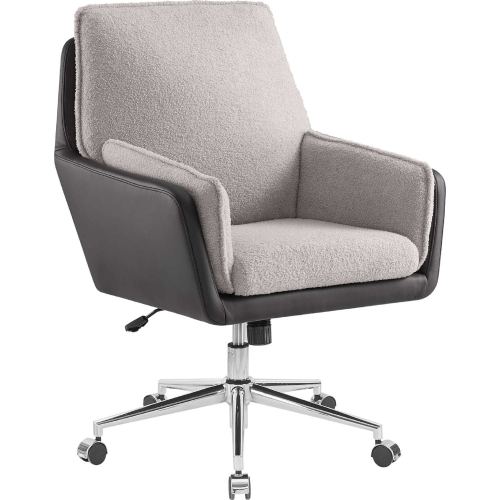 Mabry Swivel Office Chair in Black Eco Leather & Grey Faux Sherpa