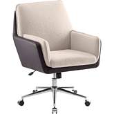 Mabry Swivel Office Chair in Brown Eco Leather & Beige Faux Sherpa