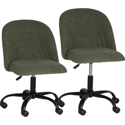 Skyla Swivel Office Chair in Olive Green Terry Loop Fabric
