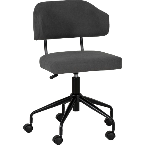 Tristan Swivel Office Chair in Black Fabric & Black Metal