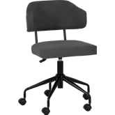 Tristan Swivel Office Chair in Black Fabric & Black Metal