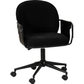 Karri Adjustable Office Chair in Black Vegan Leather & Black Fabric