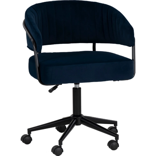 Prestwick Office Chair in Black Metal & Navy Blue Fabric