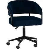Prestwick Office Chair in Black Metal & Navy Blue Fabric