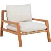 Cassius Outdoor Slanted Back Accent Chair in Wood & Off White Sunbrella