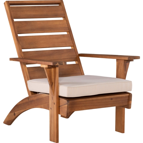 Rockport Outdoor Accent Chair in Beige Fabric & Brown Wood