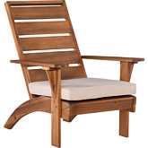 Rockport Outdoor Accent Chair in Beige Fabric & Brown Wood
