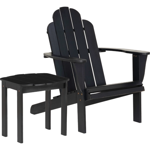 Adirondack 2 Piece Chair & Side Table Set in Black Acacia Wood