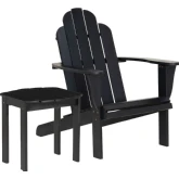 Adirondack 2 Piece Chair & Side Table Set in Black Acacia Wood