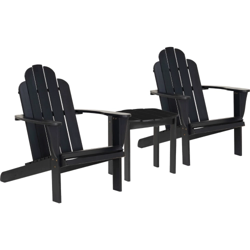 Adirondack 3 Piece Chair & Side Table Set in Black Acacia Wood