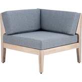Summerlyn Outdoor Sectional Corner Chair in Gray Fabric & Natural Finish