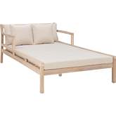 Teagon Outdoor Double Chaise Lounge in White Wash Wood & Beige Fabric