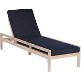 Teagon Outdoor Single Chaise Lounger Wash Wood & Navy Blue Fabric
