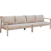 Teagon Outdoor Loveseat in White Wash Wood & Beige Fabric (Set of 2)