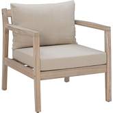 Teagon Outdoor Accent Chair in White Wash Wood & Beige Fabric (Set of 2)