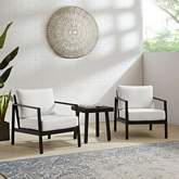 Holland 3 Pc Outdoor Accent Chair Set in Black Metal & Sunbrella Fabric