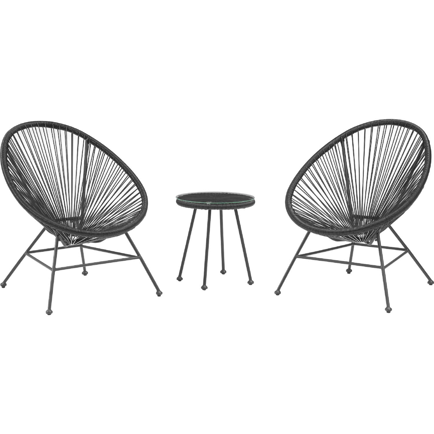 Linon OD61BLK3PCSET Millicent 3 Piece Outdoor Accent Chair Set in Black