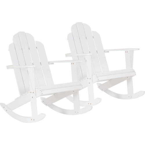 Adirondack Rocking Chair in White Acacia Wood (Set of 2)