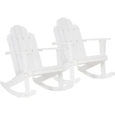 Adirondack Rocking Chair in White Acacia Wood (Set of 2)