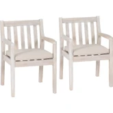 Teagon Outdoor Dining Arm Chair in Natural Wood & Beige Fabric (Set of 2)