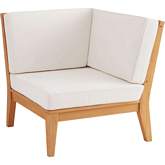 Fontana Outdoor Corner Chair in Teak & Antique White Fabric