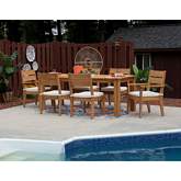 Carenen 7 Piece Outdoor Dining Set in Teak & Antique White Fabric
