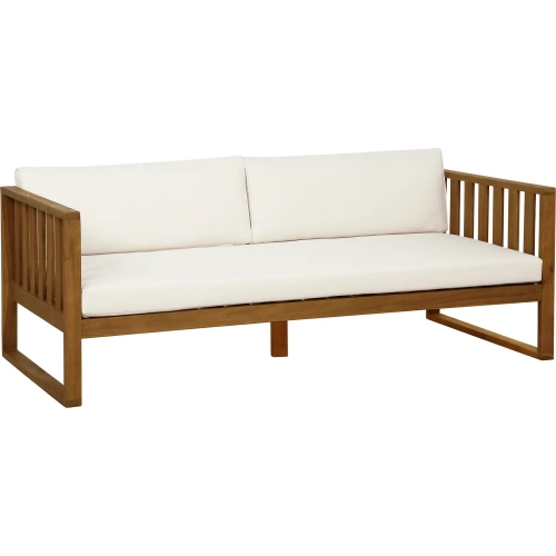 Dennehy Outdoor Daybed in Natural Acacia Wood & Beige Fabric