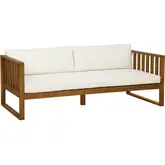 Dennehy Outdoor Daybed in Natural Acacia Wood & Beige Fabric