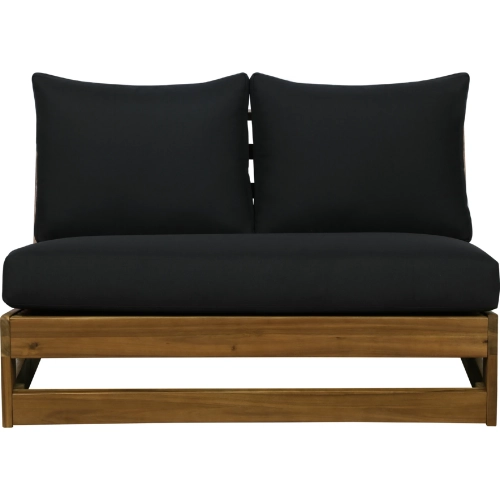 Silbury Outdoor Bench in Wood & Black Fabric