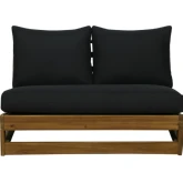 Silbury Outdoor Bench in Wood & Black Fabric
