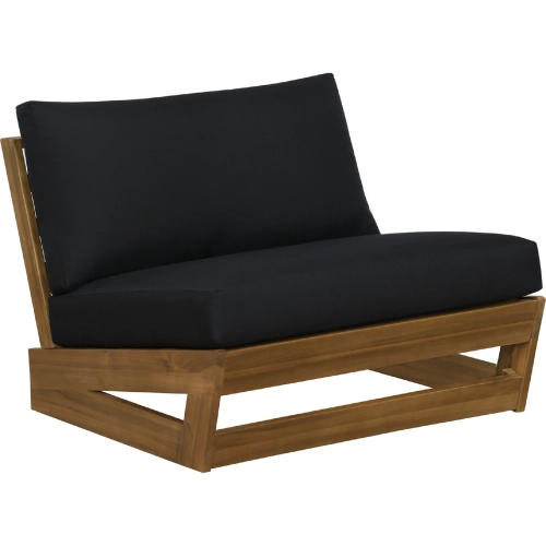 Silbury Outdoor Accent Chair in Wood & Black Fabric