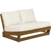 Silbury Outdoor Bench in Wood & White Fabric