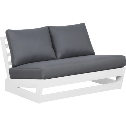 Silbury Outdoor Bench in White Wood & Grey Fabric
